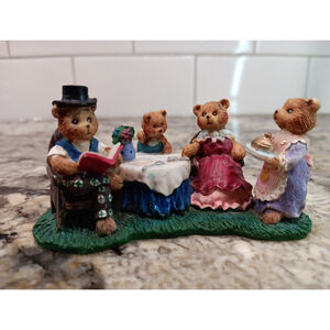 Russ Teddy Town Bear Dinner Time Lunch Served #13926 Resin Figurine